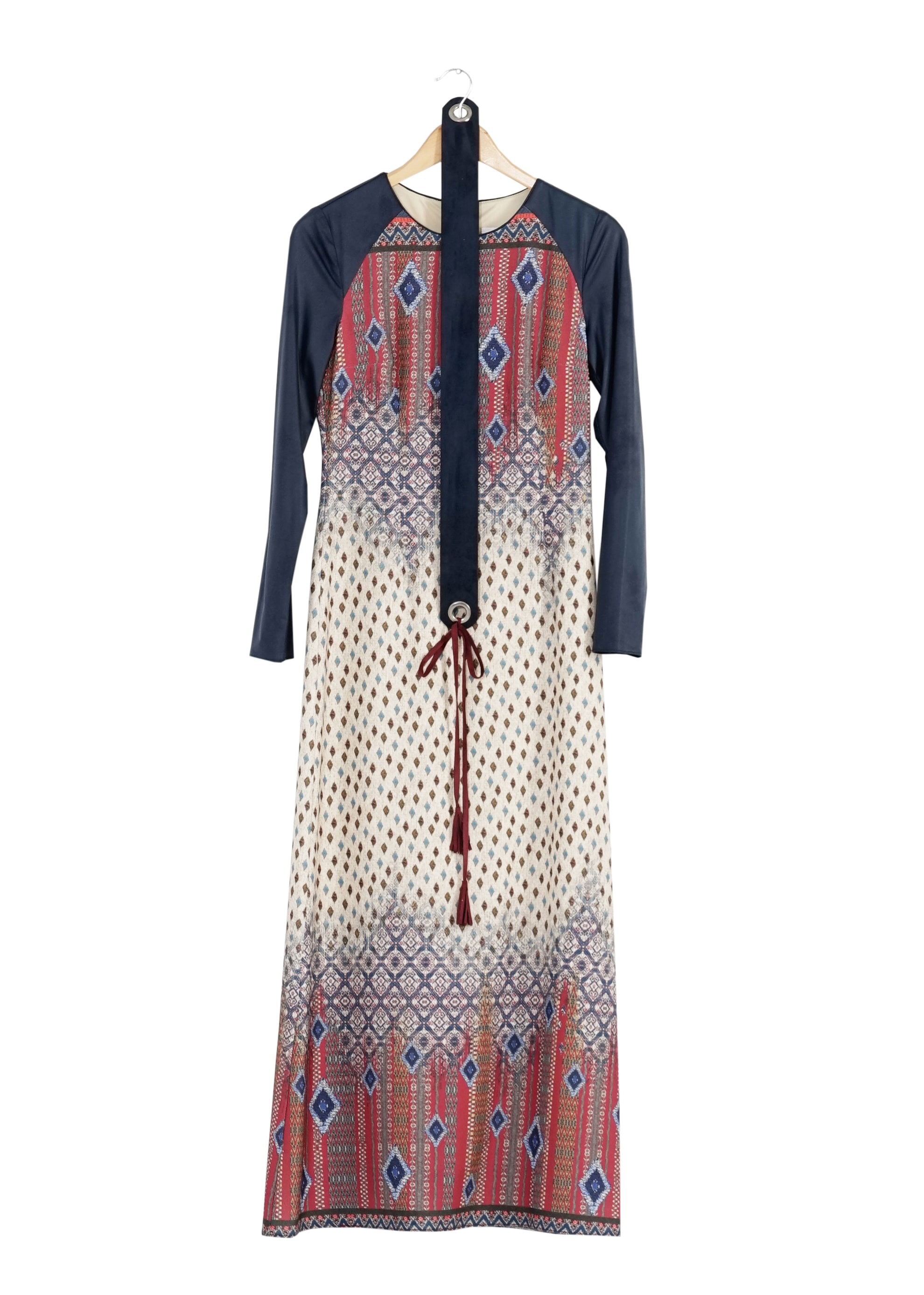 Tesettür giyim BORDO DESENLİ ELBİSE 4034 