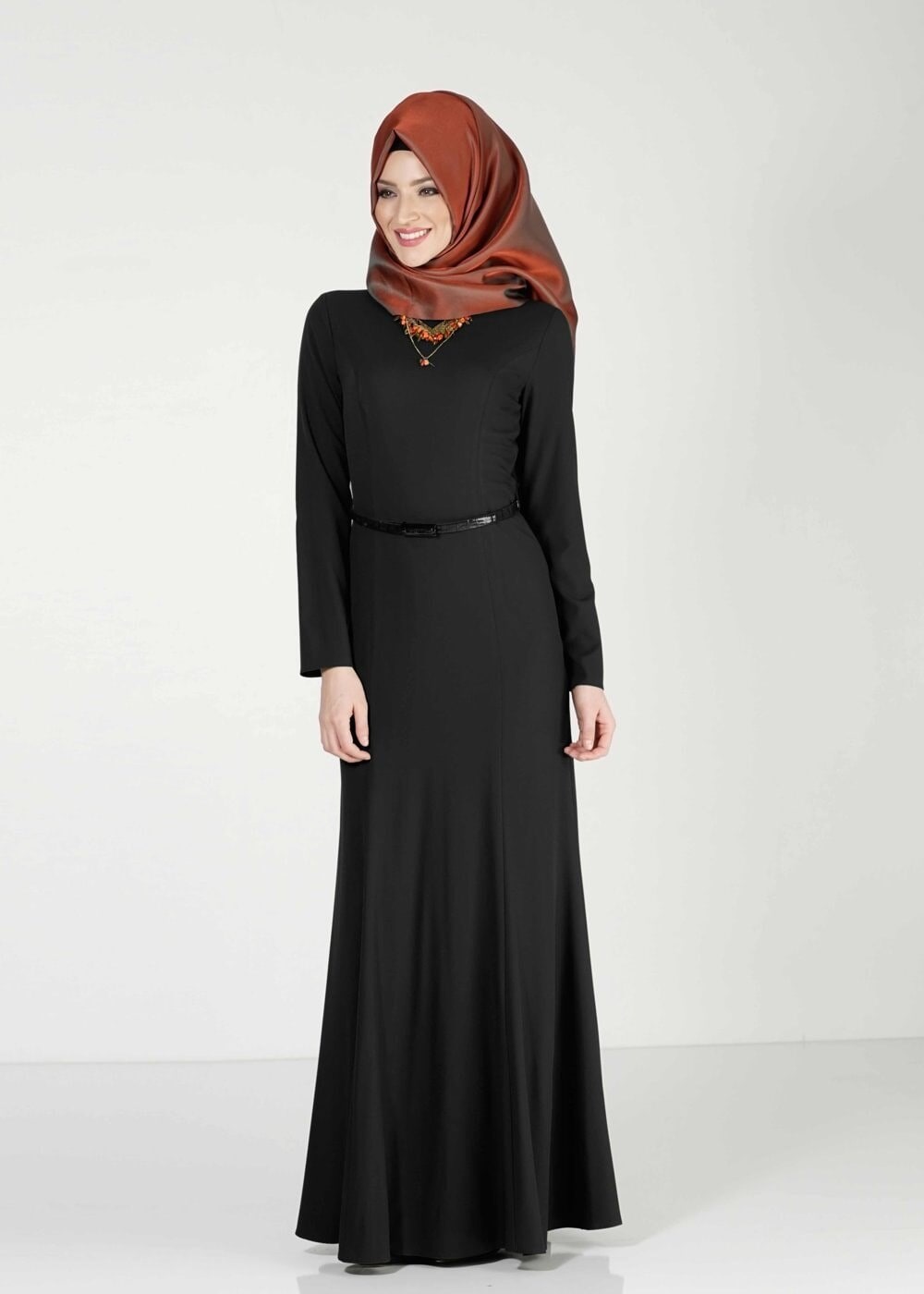 Tesettür giyim SİYAH BASIC ELBİSE 4038 