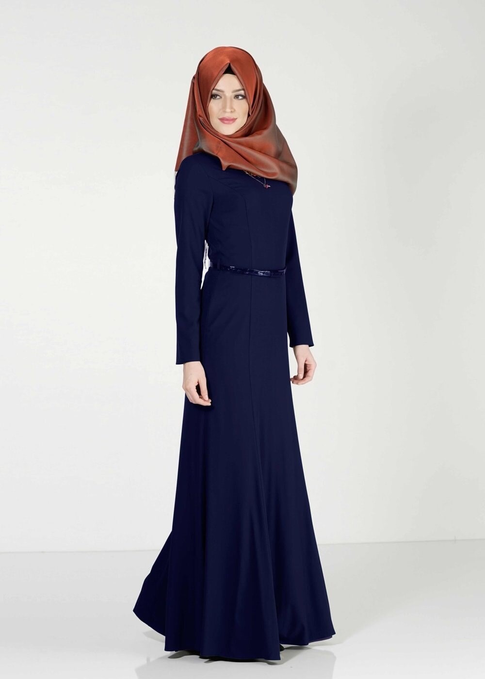 Tesettür giyim LACİVERT BASIC ELBİSE 4038 