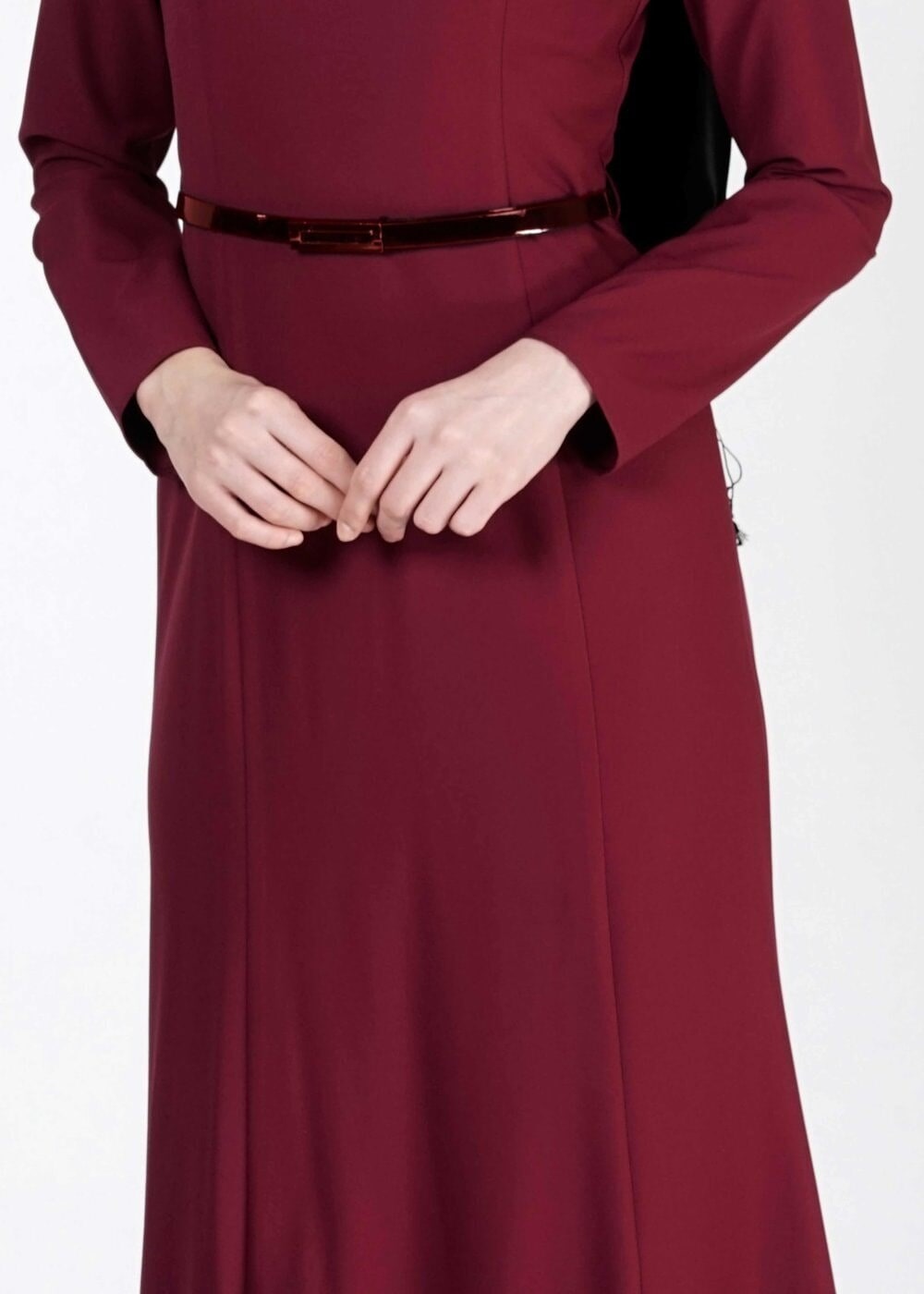 Tesettür giyim BORDO BASIC ELBİSE 4038 