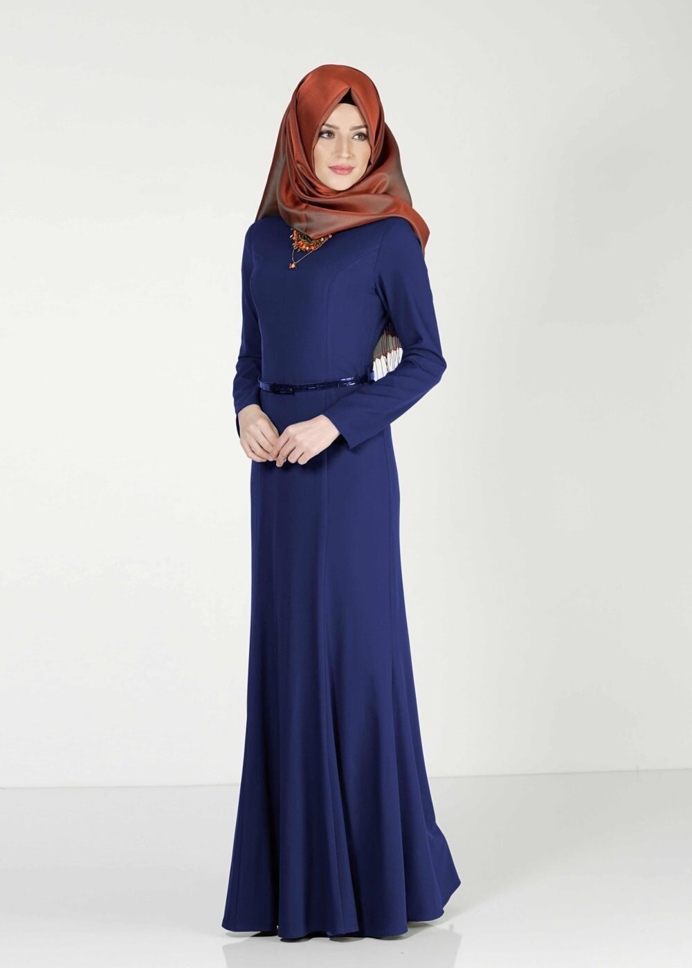 Tesettür giyim LACİVERT BASIC ELBİSE 4038 