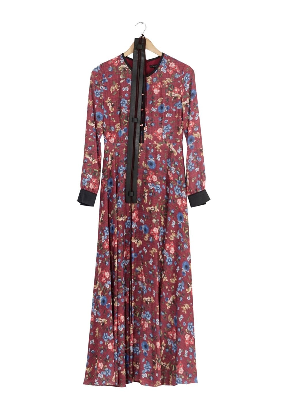 Tesettür giyim BORDO DESENLİ ELBİSE 4059 