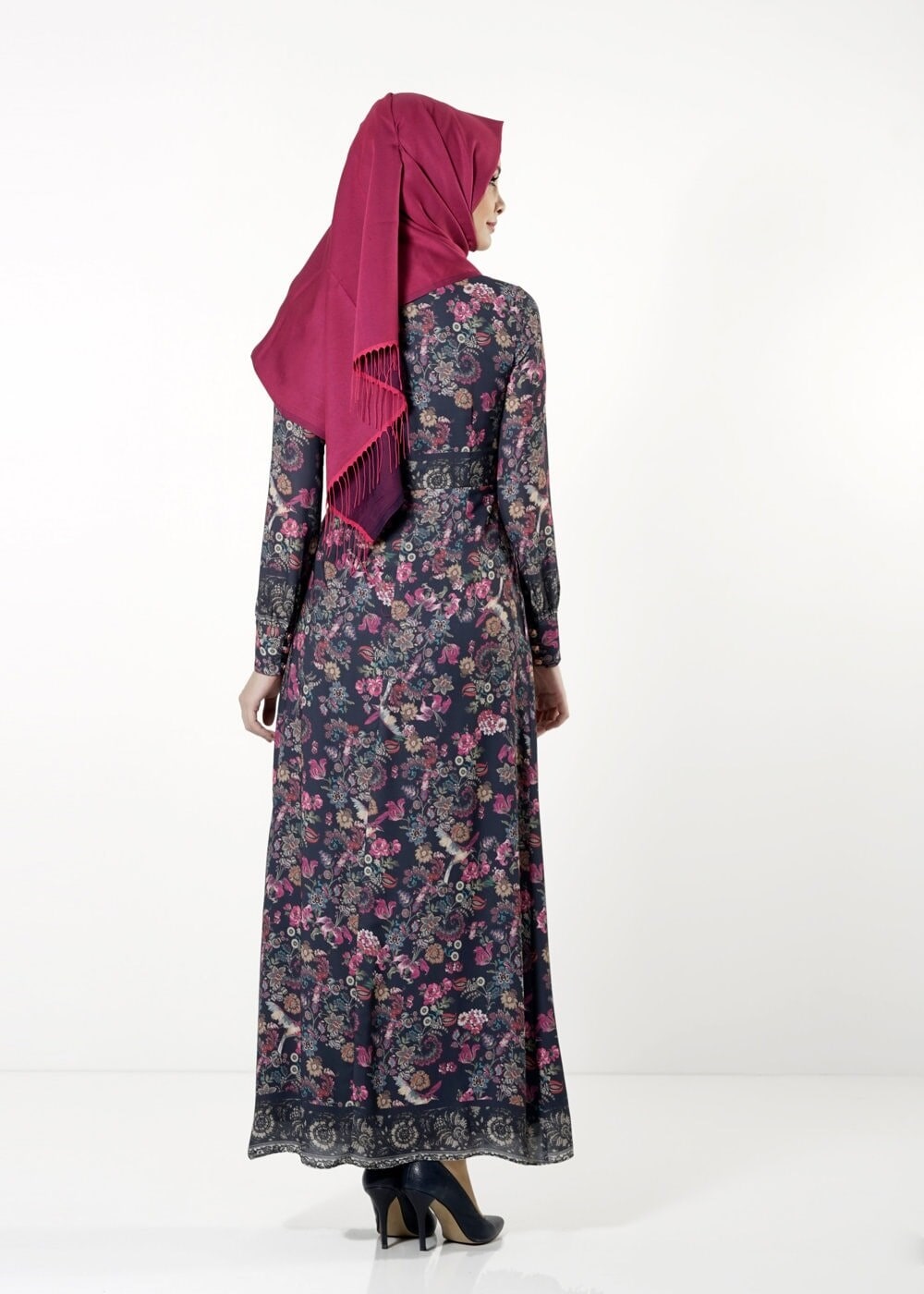 Tesettür giyim LACİVERT 4060 ELBİSE