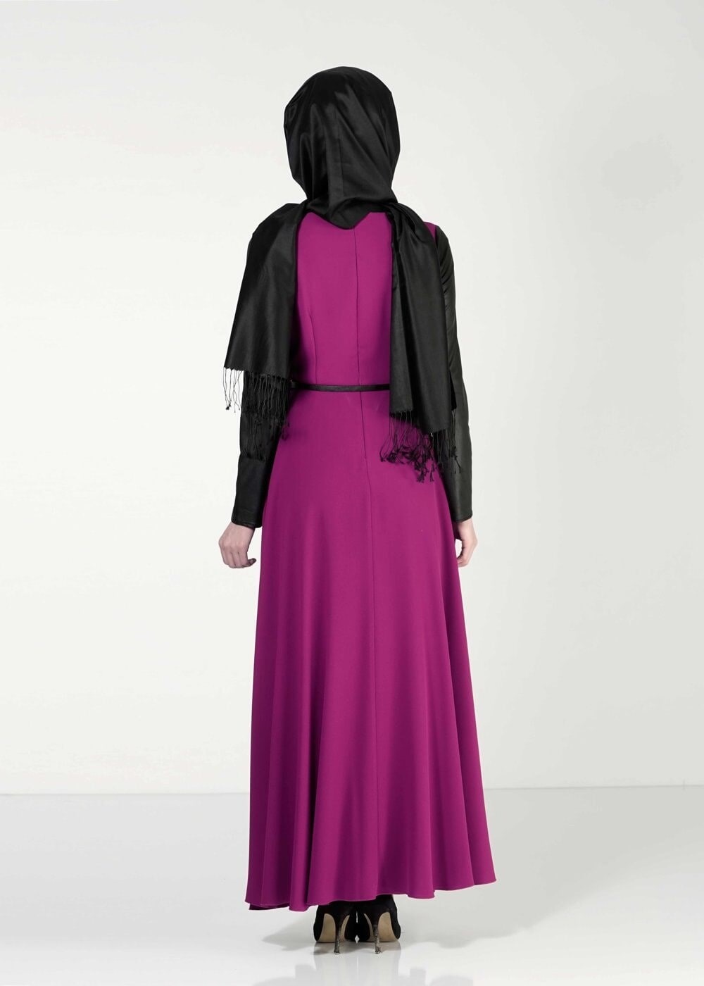 Tesettür giyim FUŞYA 4074 ELBİSE
