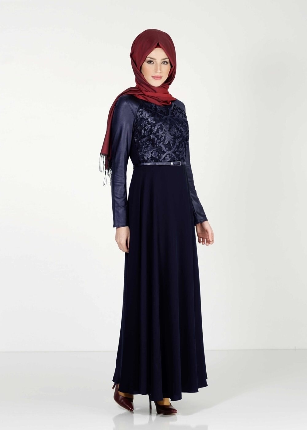 Tesettür giyim LACİVERT 4074 ELBİSE