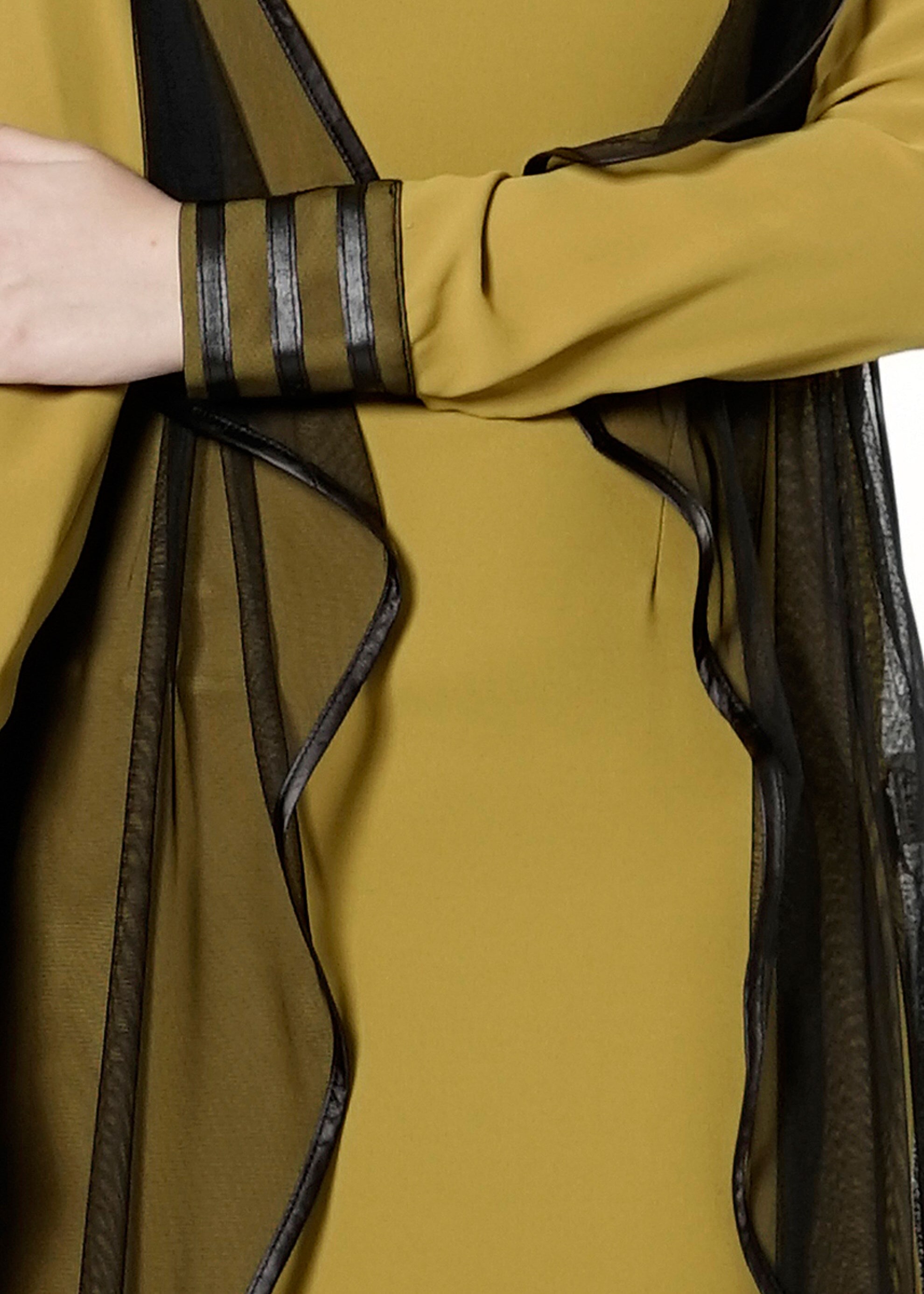 Tesettür giyim YEŞİL ŞİFON YELEKLİ ELBİSE 4075 