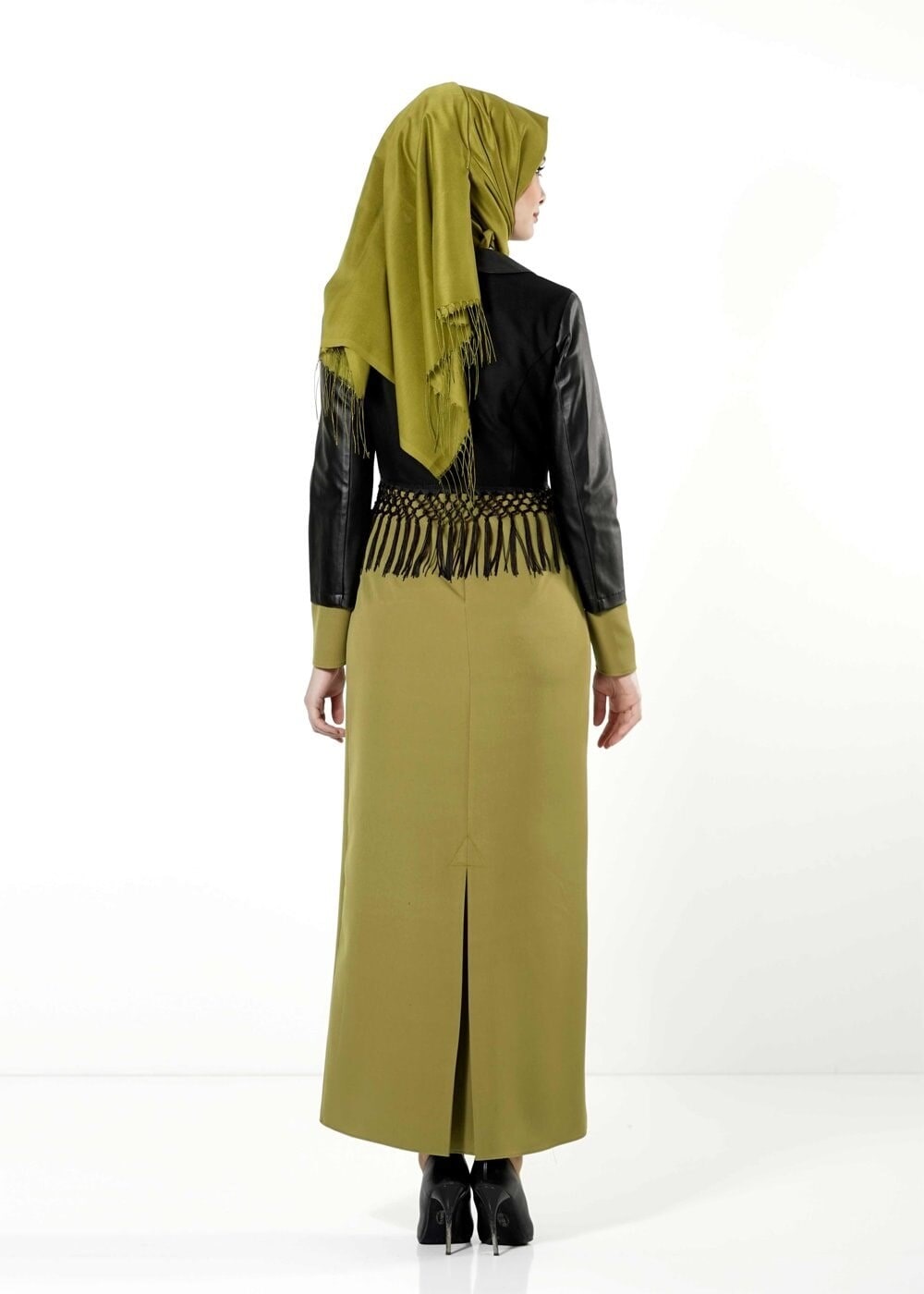 Tesettür giyim YEŞİL 4077 ELBİSE & YELEK