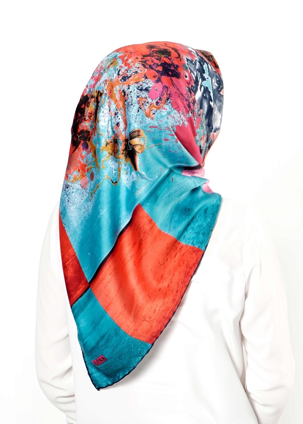 Tesettür giyim MAVİ 10998 ALVİNA DESENLİ EŞARP