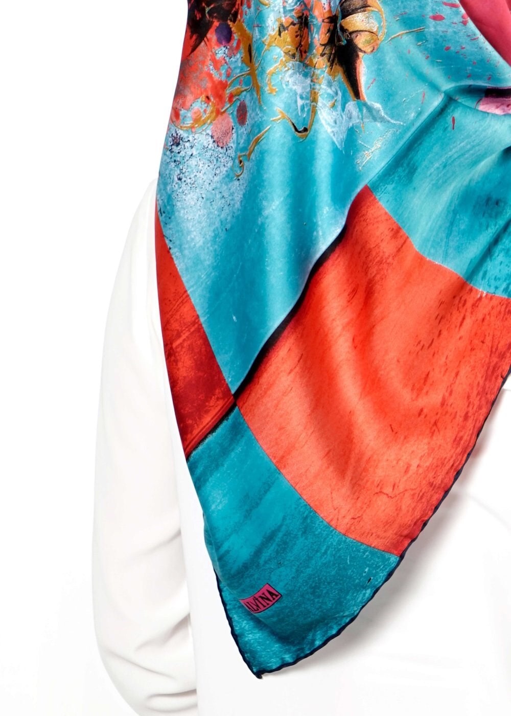 Tesettür giyim MAVİ 10998 ALVİNA DESENLİ EŞARP