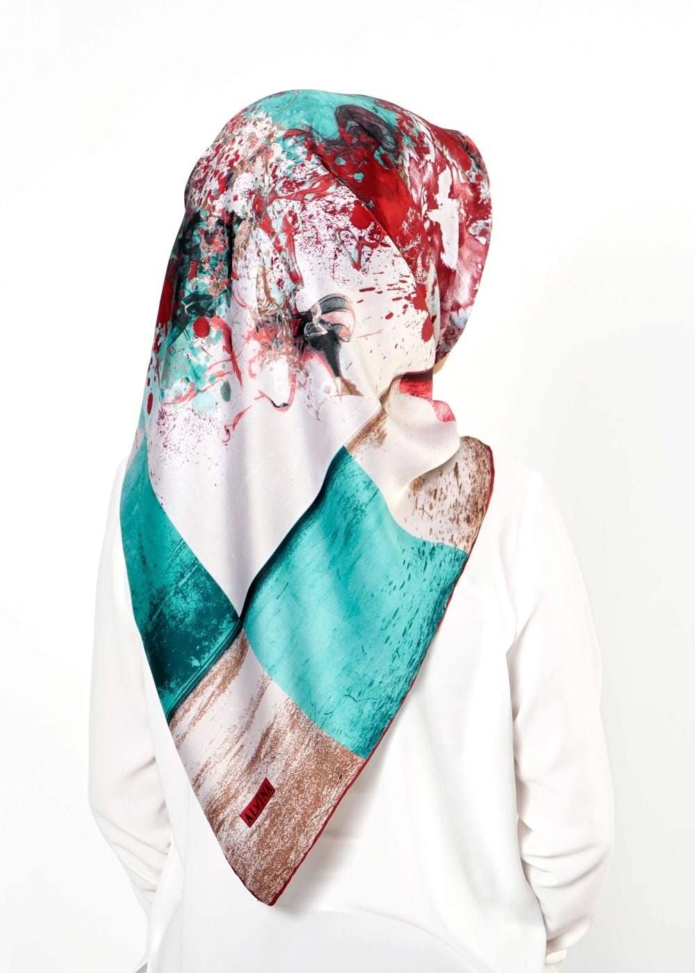 Tesettür giyim BORDO 10998 ALVİNA DESENLİ EŞARP