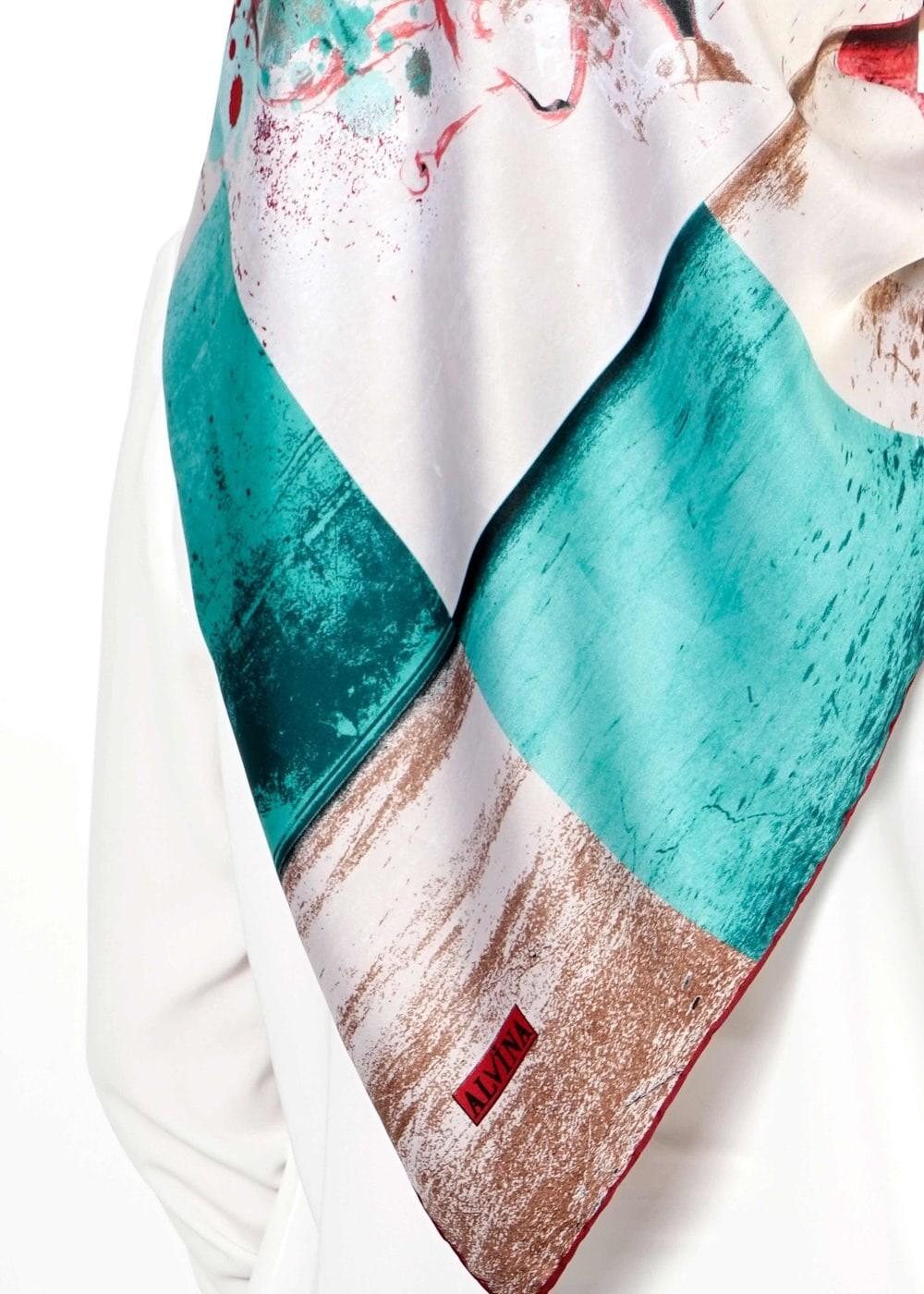 Tesettür giyim BORDO 10998 ALVİNA DESENLİ EŞARP