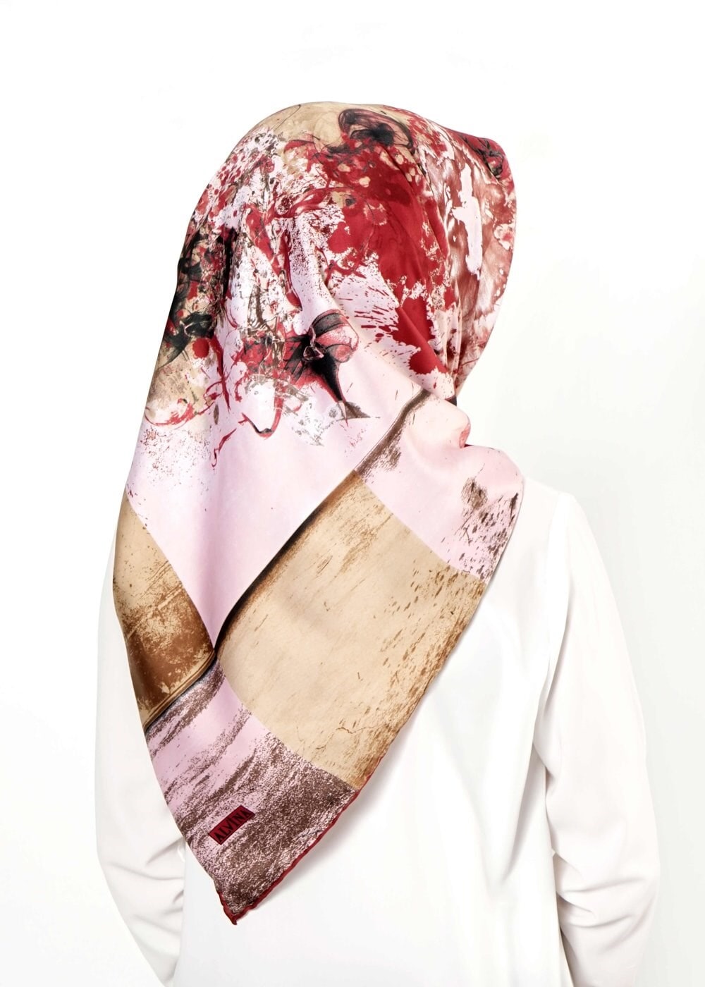 Tesettür giyim BORDO 10998 ALVİNA DESENLİ EŞARP