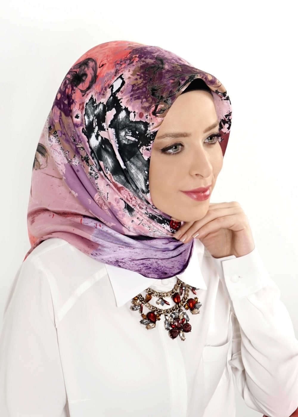 Tesettür giyim MOR 10998 ALVİNA DESENLİ EŞARP