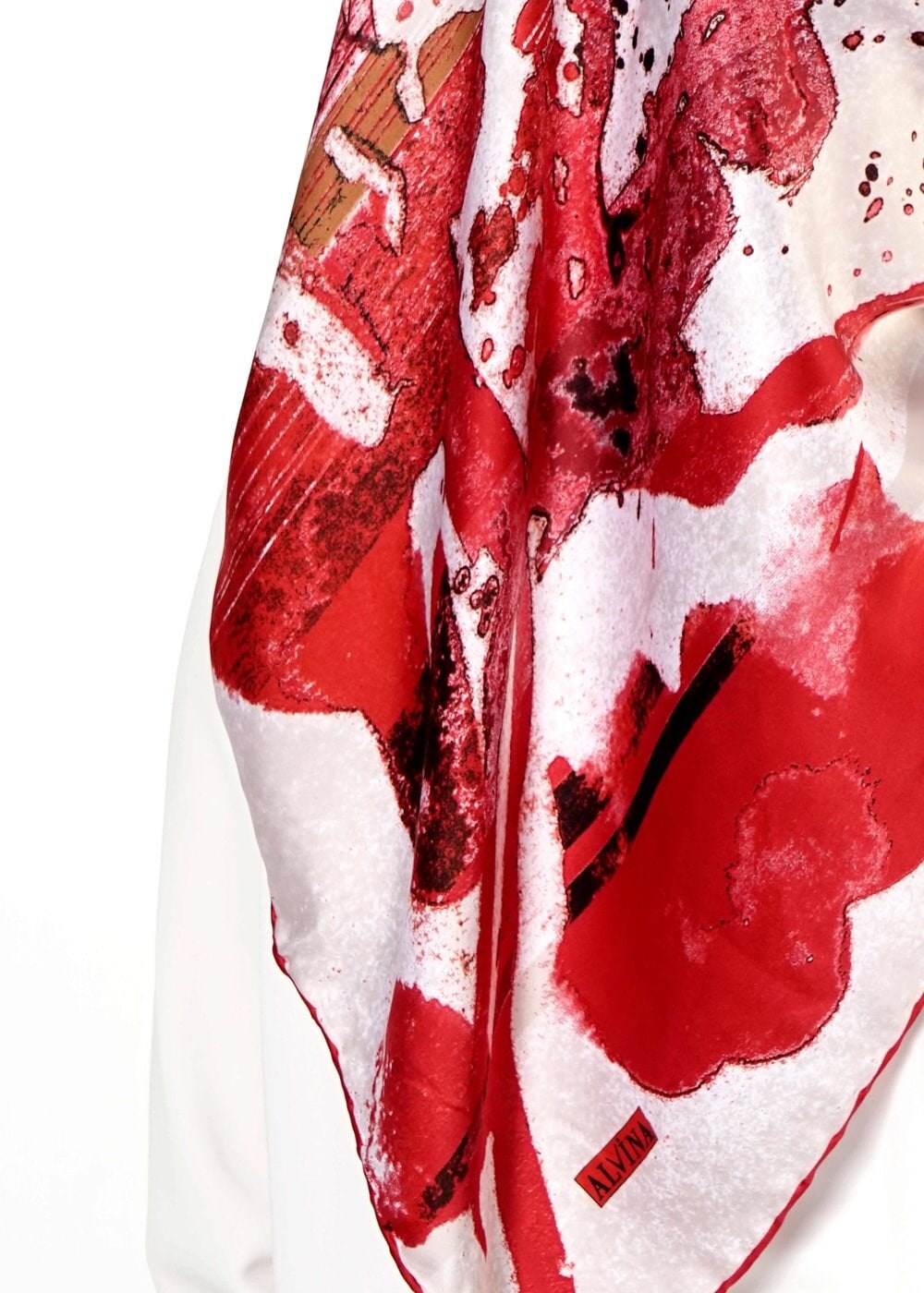 Tesettür giyim KIRMIZI 10999 ALVİNA DESENLİ EŞARP