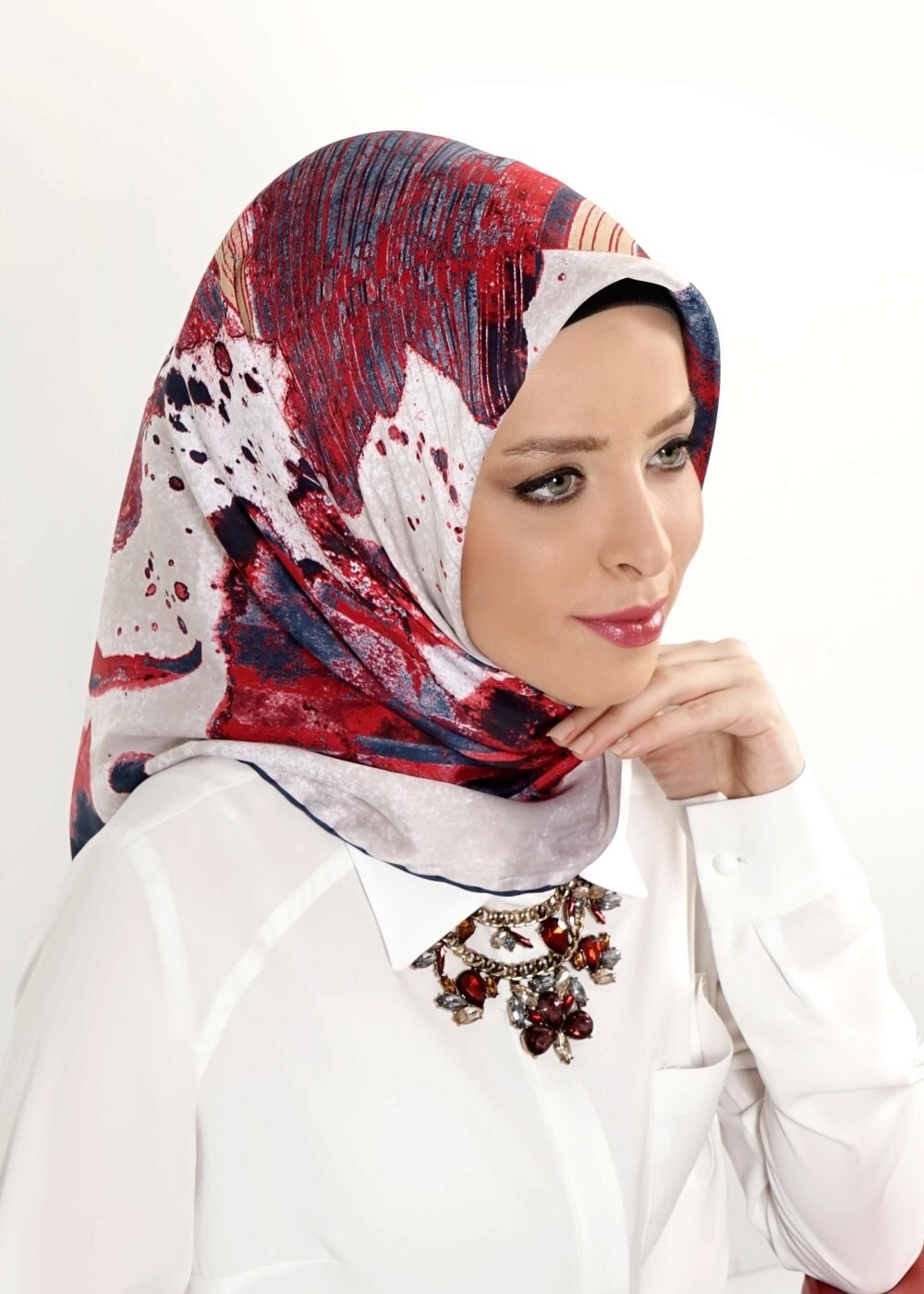 Tesettür giyim LACİVERT 10999 ALVİNA DESENLİ EŞARP