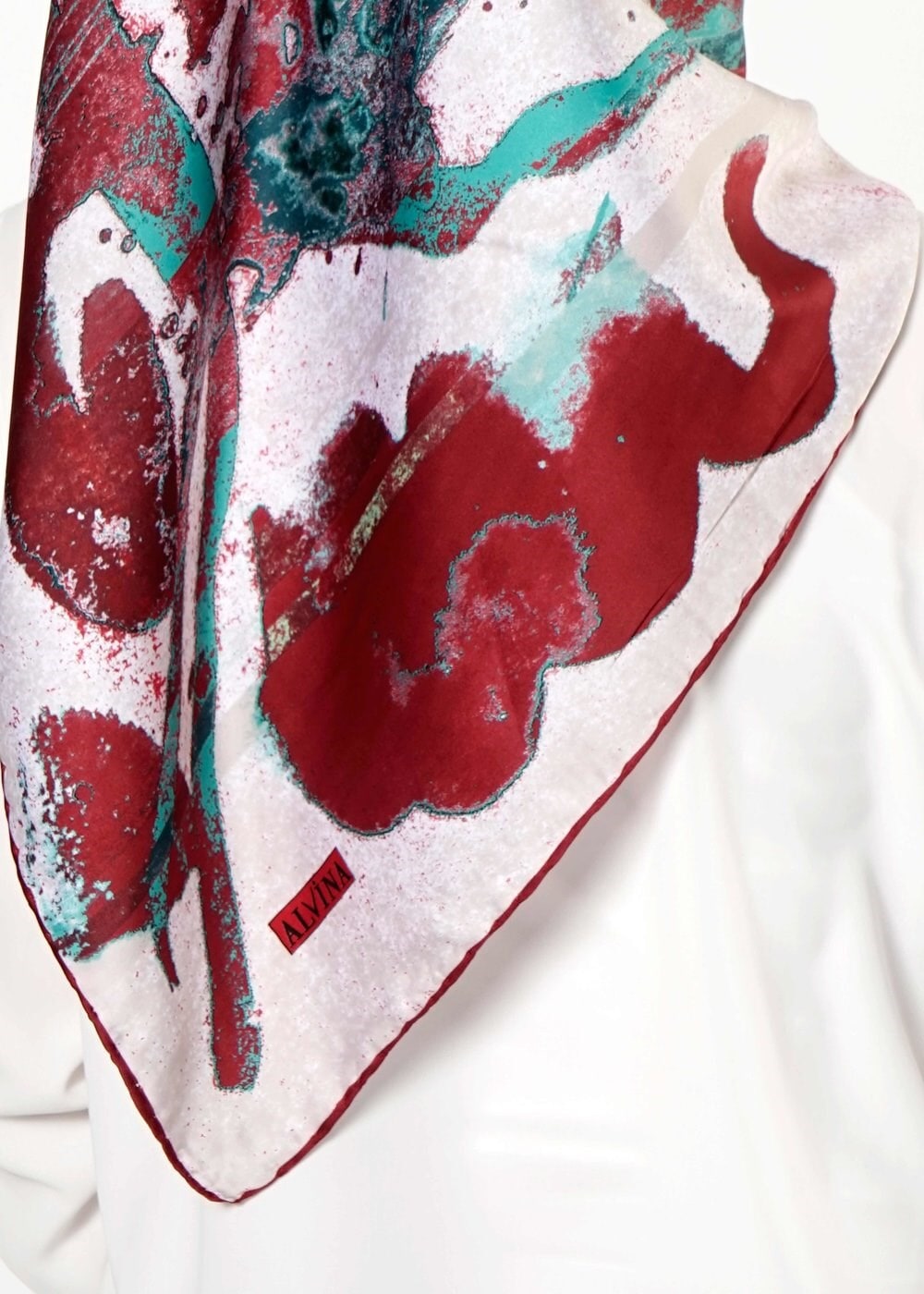 Tesettür giyim BORDO 10999 ALVİNA DESENLİ EŞARP