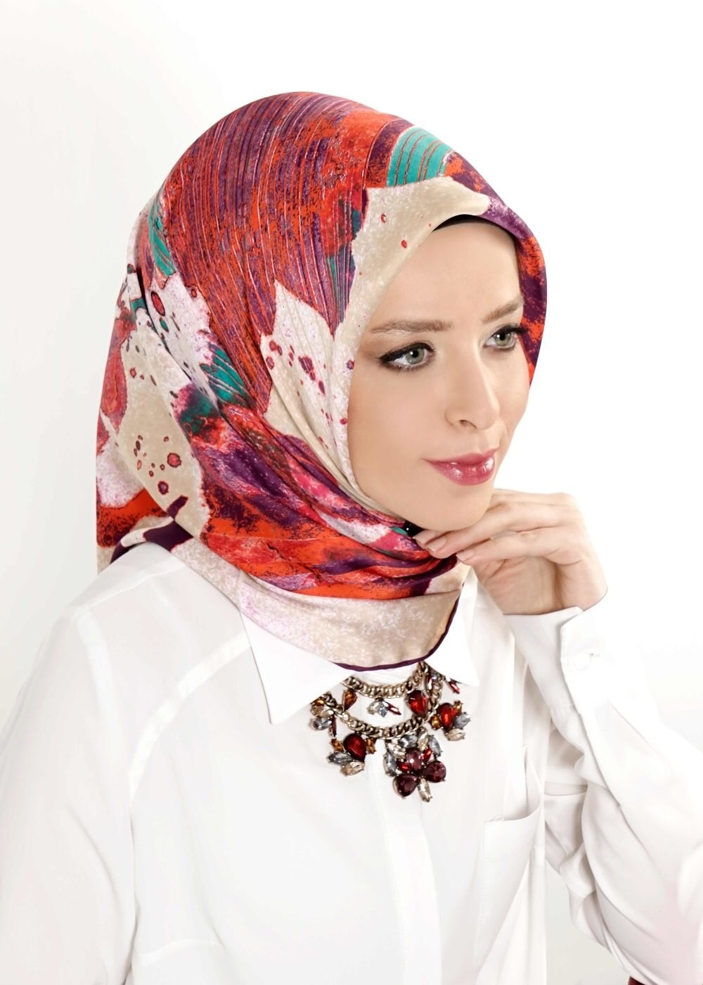 Tesettür giyim MOR 10999 ALVİNA DESENLİ EŞARP