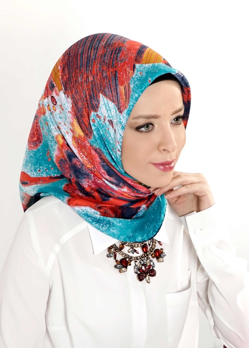 Tesettür giyim LACİVERT 10999 ALVİNA DESENLİ EŞARP