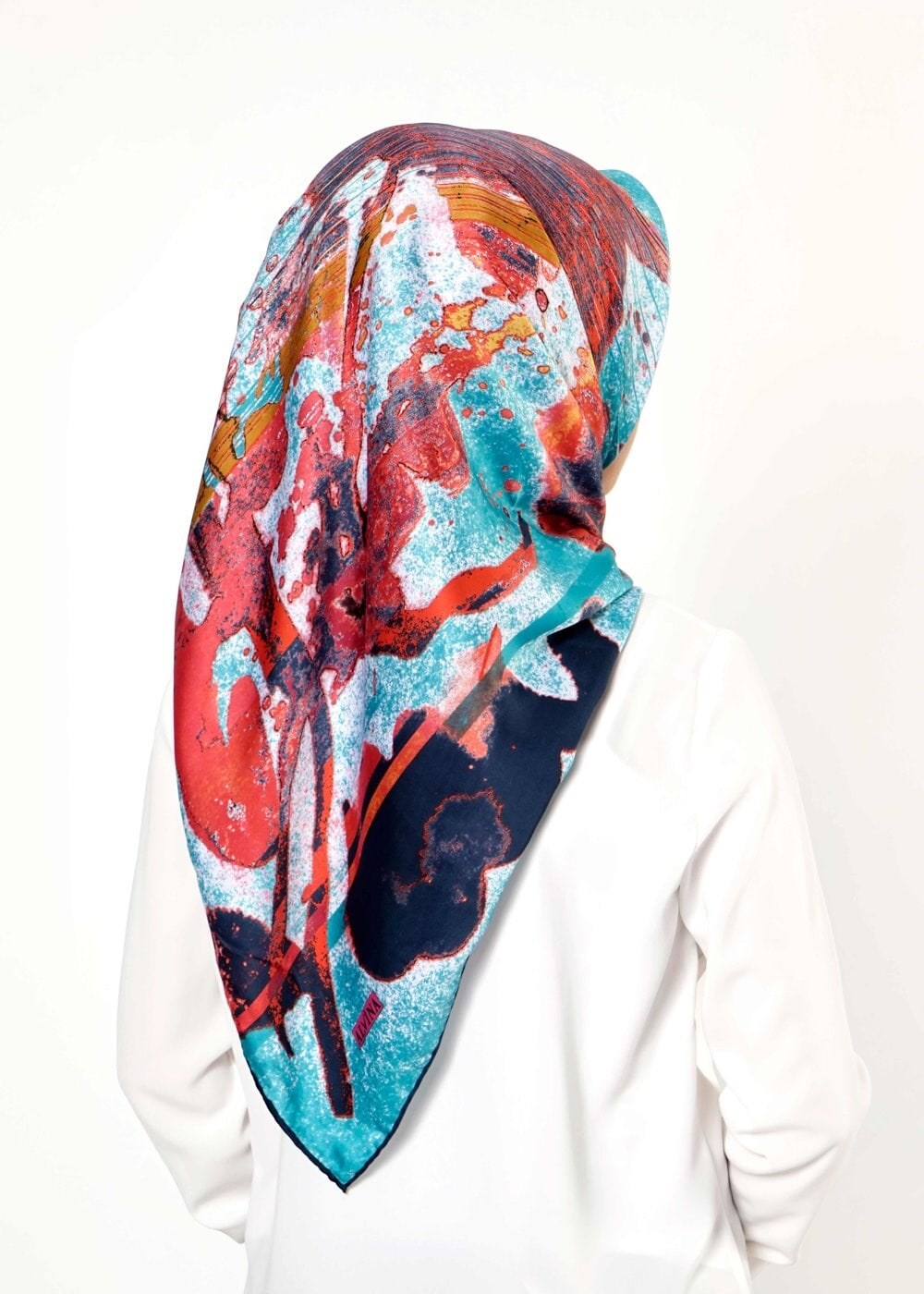 Tesettür giyim LACİVERT 10999 ALVİNA DESENLİ EŞARP