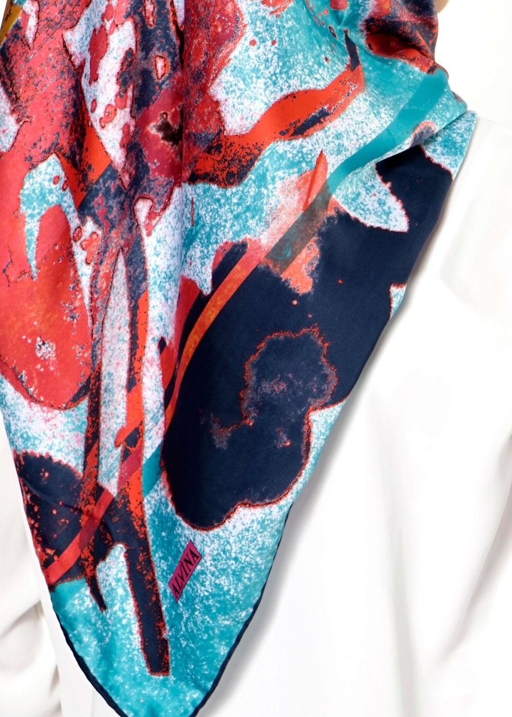 Tesettür giyim LACİVERT 10999 ALVİNA DESENLİ EŞARP