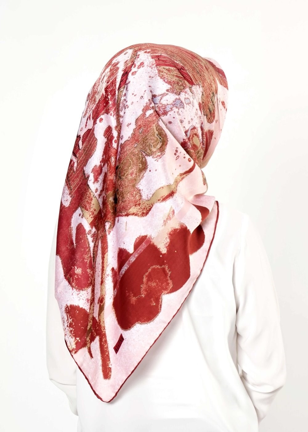 Tesettür giyim BORDO 10999 ALVİNA DESENLİ EŞARP