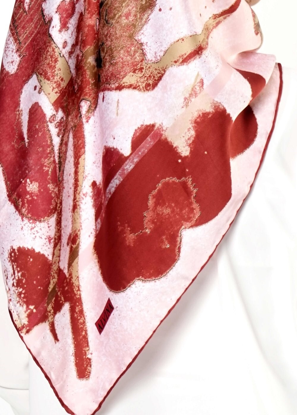 Tesettür giyim BORDO 10999 ALVİNA DESENLİ EŞARP