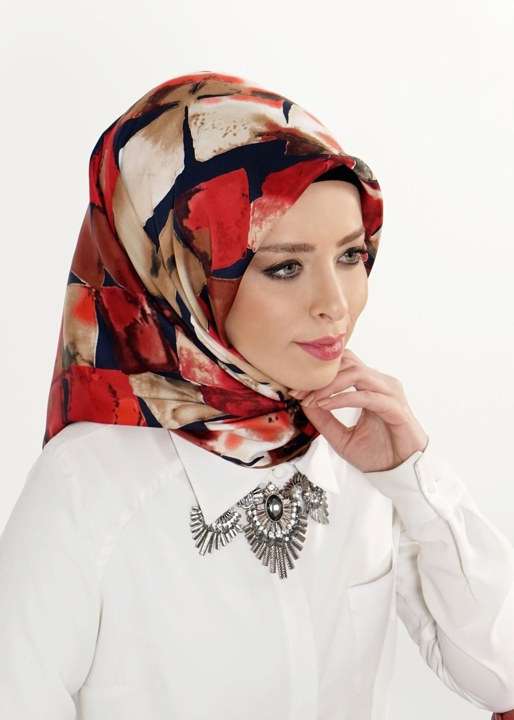 Tesettür giyim LACİVERT 11254 ALVİNA DESENLİ EŞARP