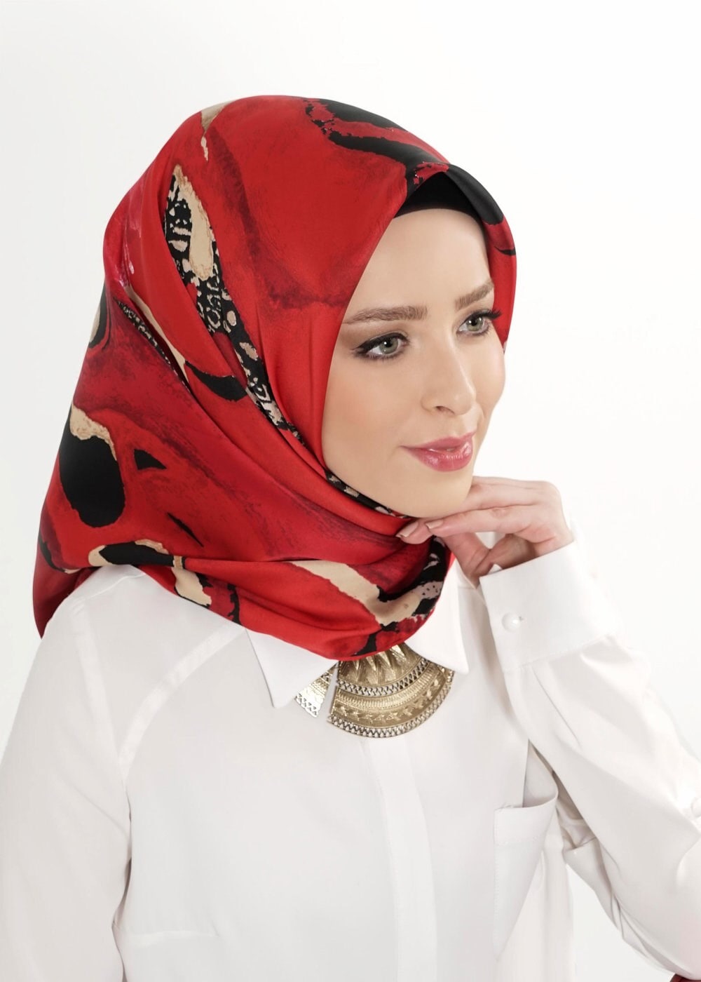 Tesettür giyim SİYAH 12241 ALVİNA DESENLİ EŞARP