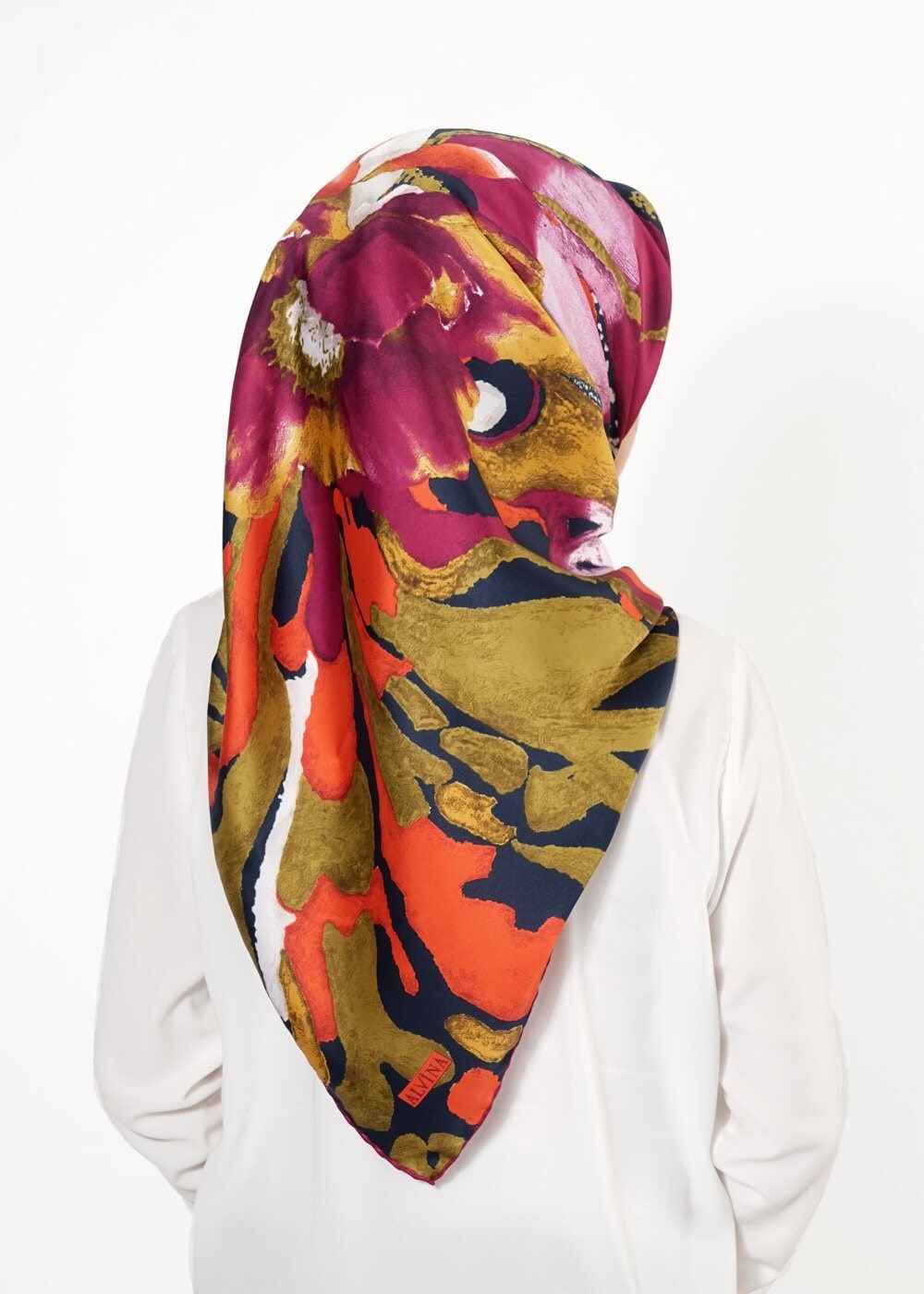 Tesettür giyim LACİVERT 12241 ALVİNA DESENLİ EŞARP