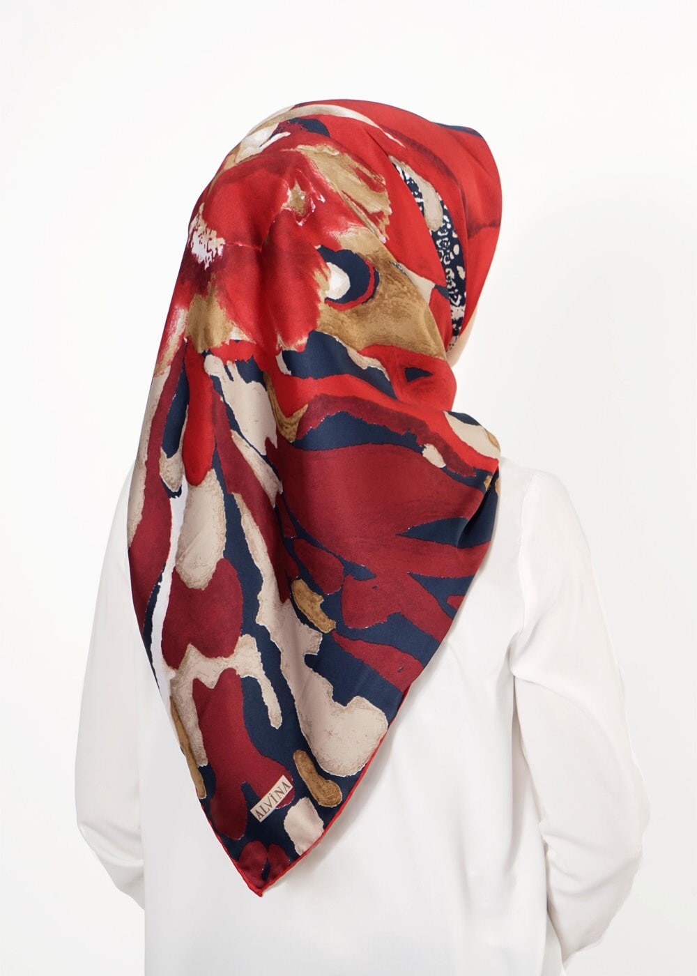 Tesettür giyim LACİVERT 12241 ALVİNA DESENLİ EŞARP