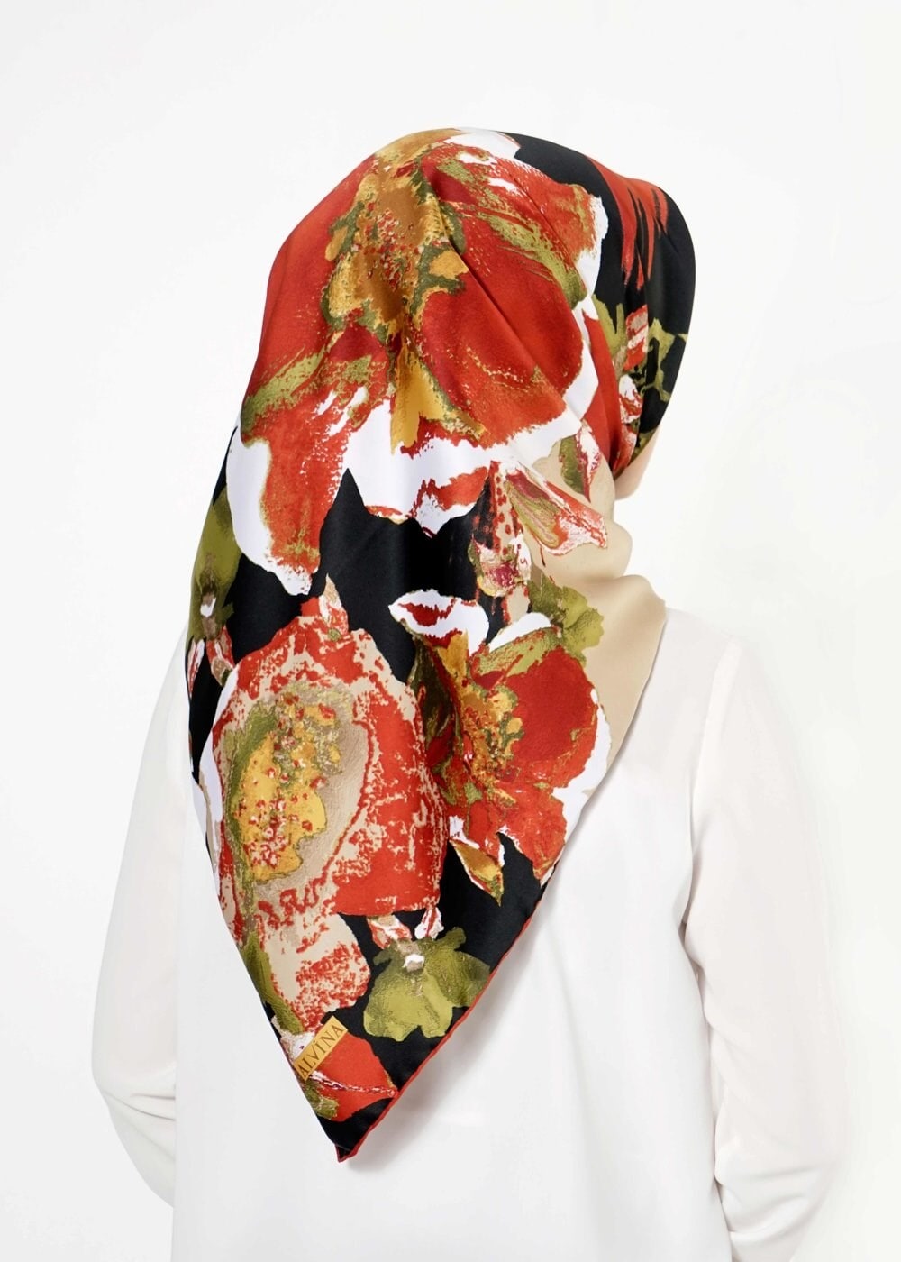 Tesettür giyim SİYAH 12242 ALVİNA DESENLİ EŞARP