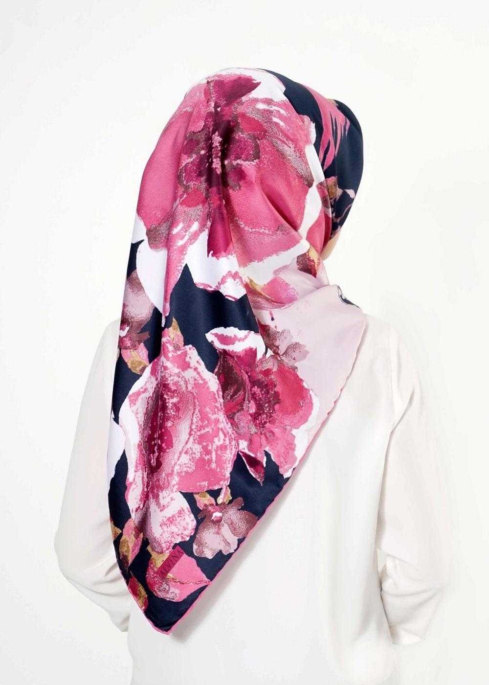 Tesettür giyim LACİVERT 12242 ALVİNA DESENLİ EŞARP