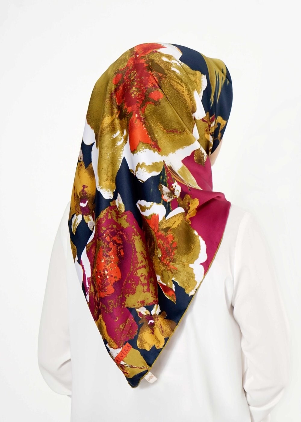 Tesettür giyim LACİVERT 12242 ALVİNA DESENLİ EŞARP