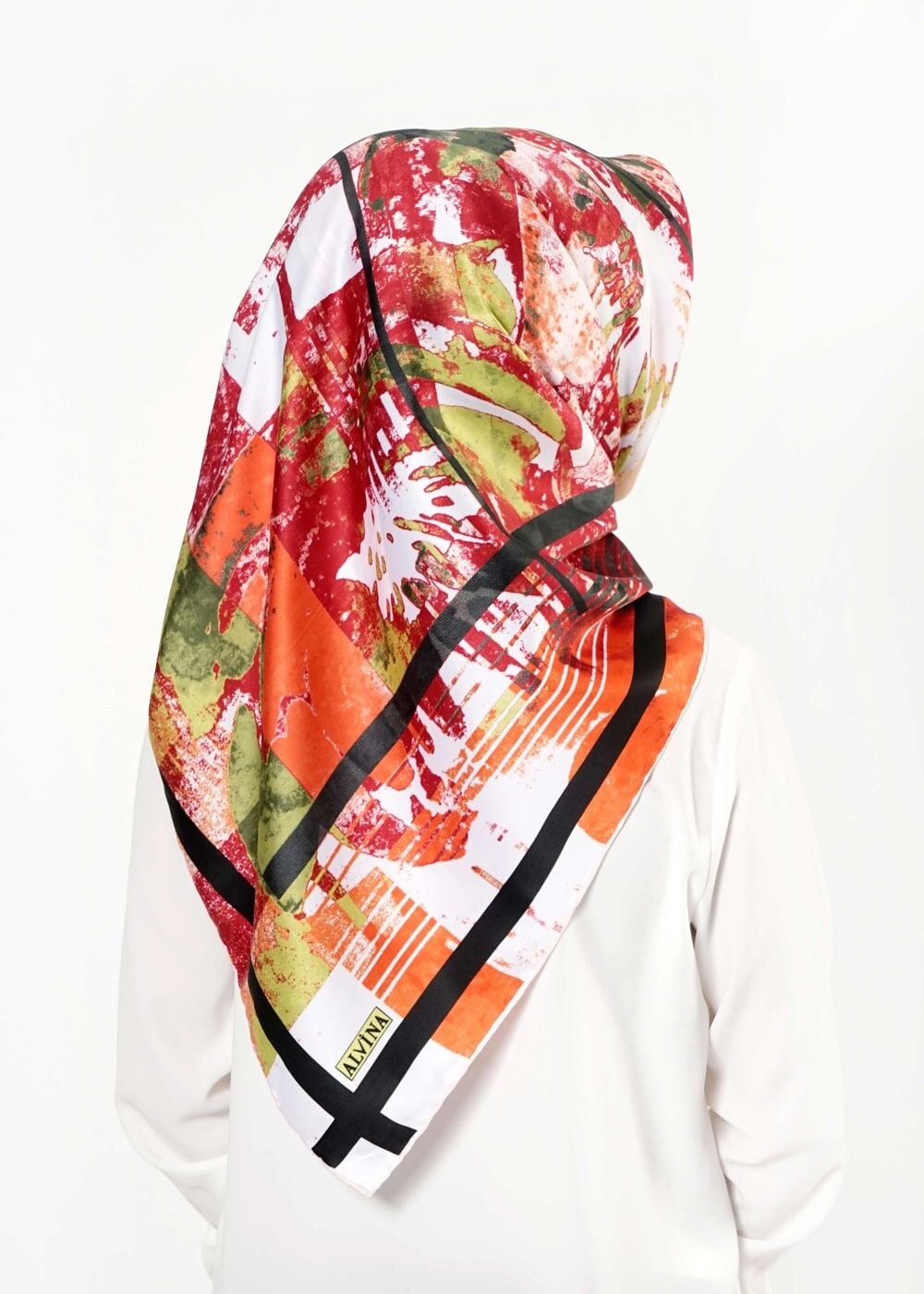 Tesettür giyim TURUNCU 12472 ALVİNA DESENLİ EŞARP