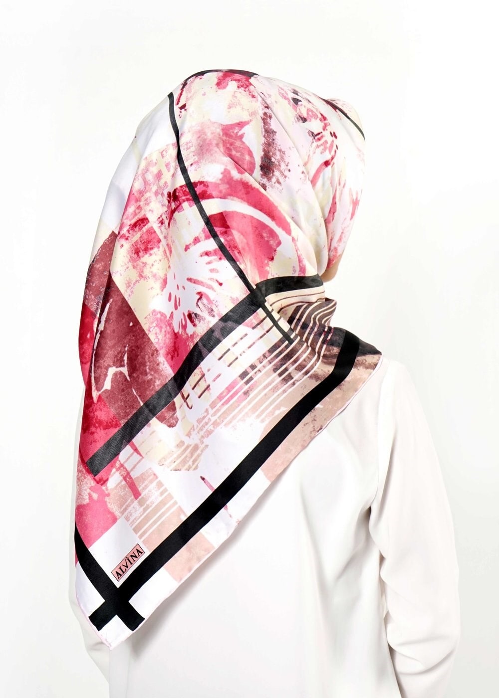 Tesettür giyim PUDRA 12472 ALVİNA DESENLİ EŞARP