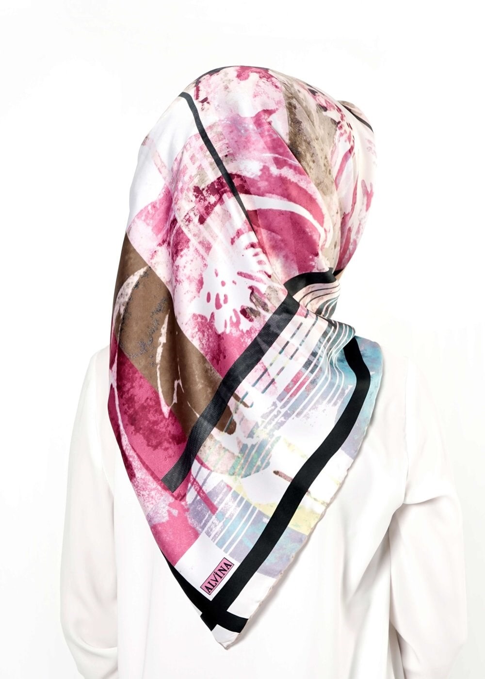 Tesettür giyim VİZON 12472 ALVİNA DESENLİ EŞARP