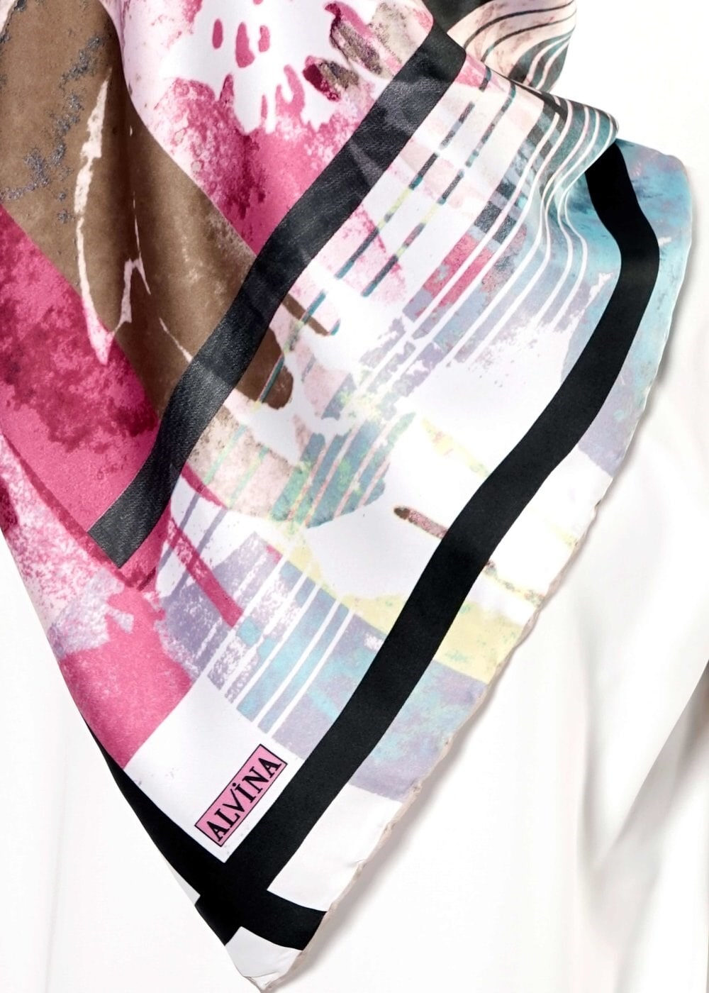 Tesettür giyim VİZON 12472 ALVİNA DESENLİ EŞARP