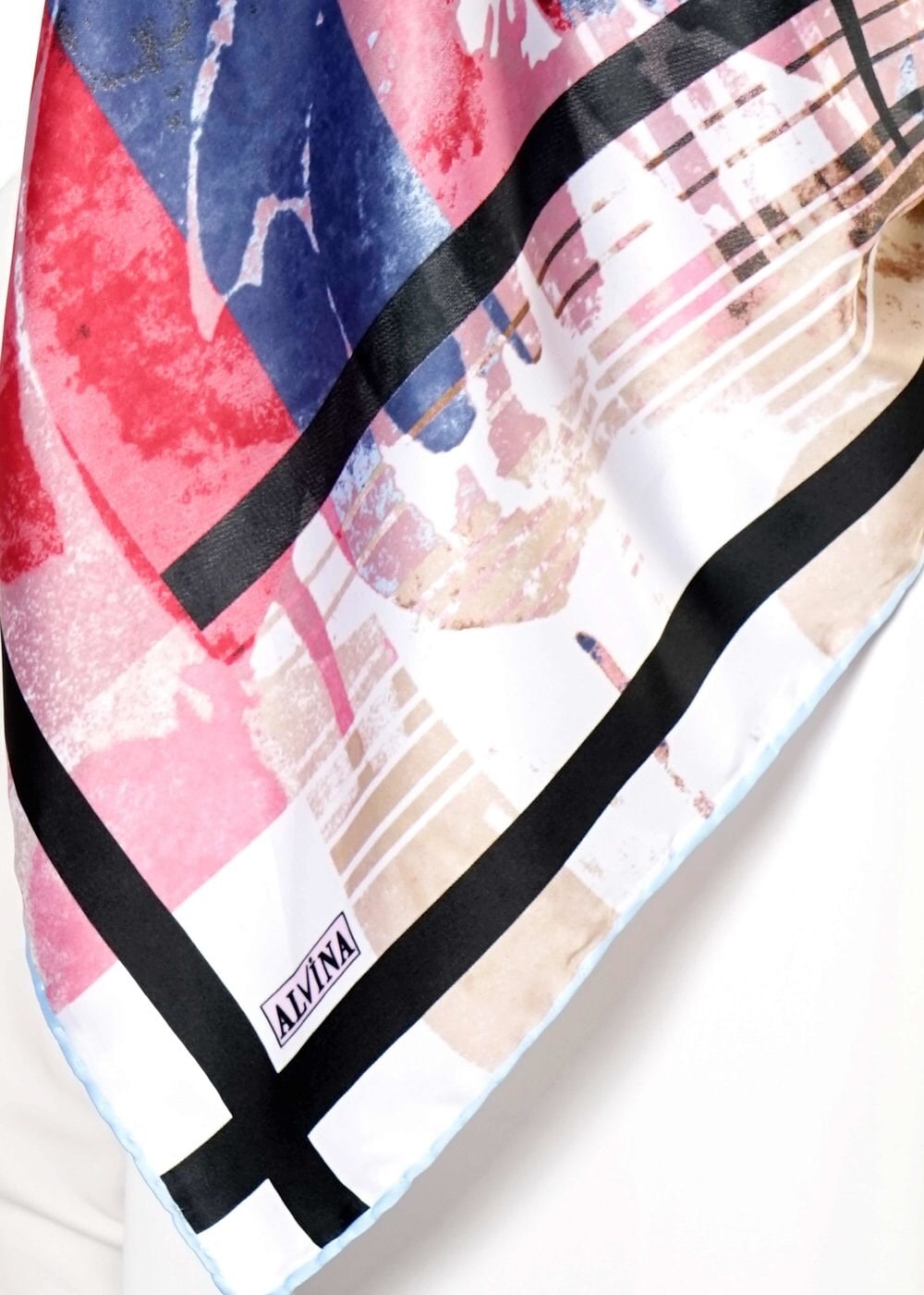 Tesettür giyim MAVİ 12472 ALVİNA DESENLİ EŞARP