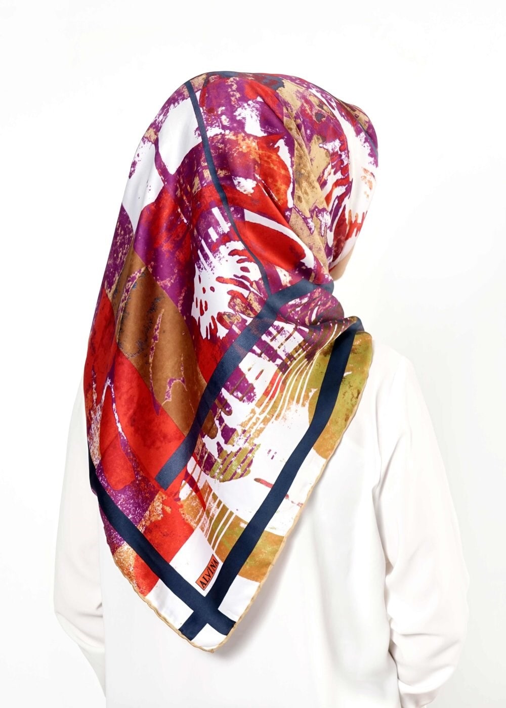 Tesettür giyim KAHVE 12472 ALVİNA DESENLİ EŞARP