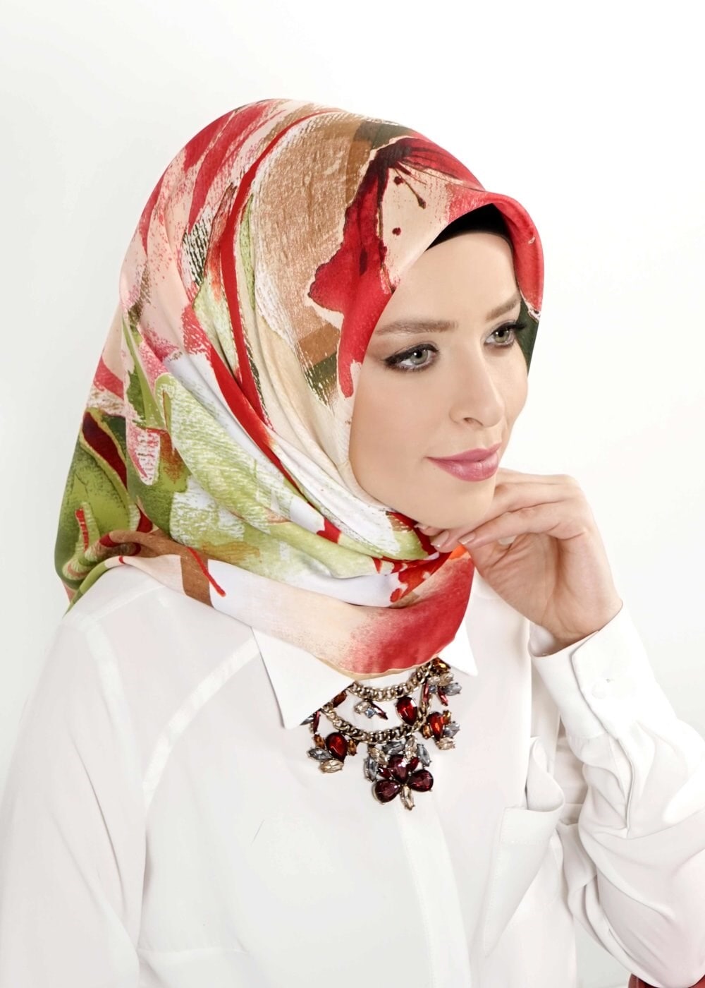 Tesettür giyim KAHVE 12473 ALVİNA DESENLİ EŞARP