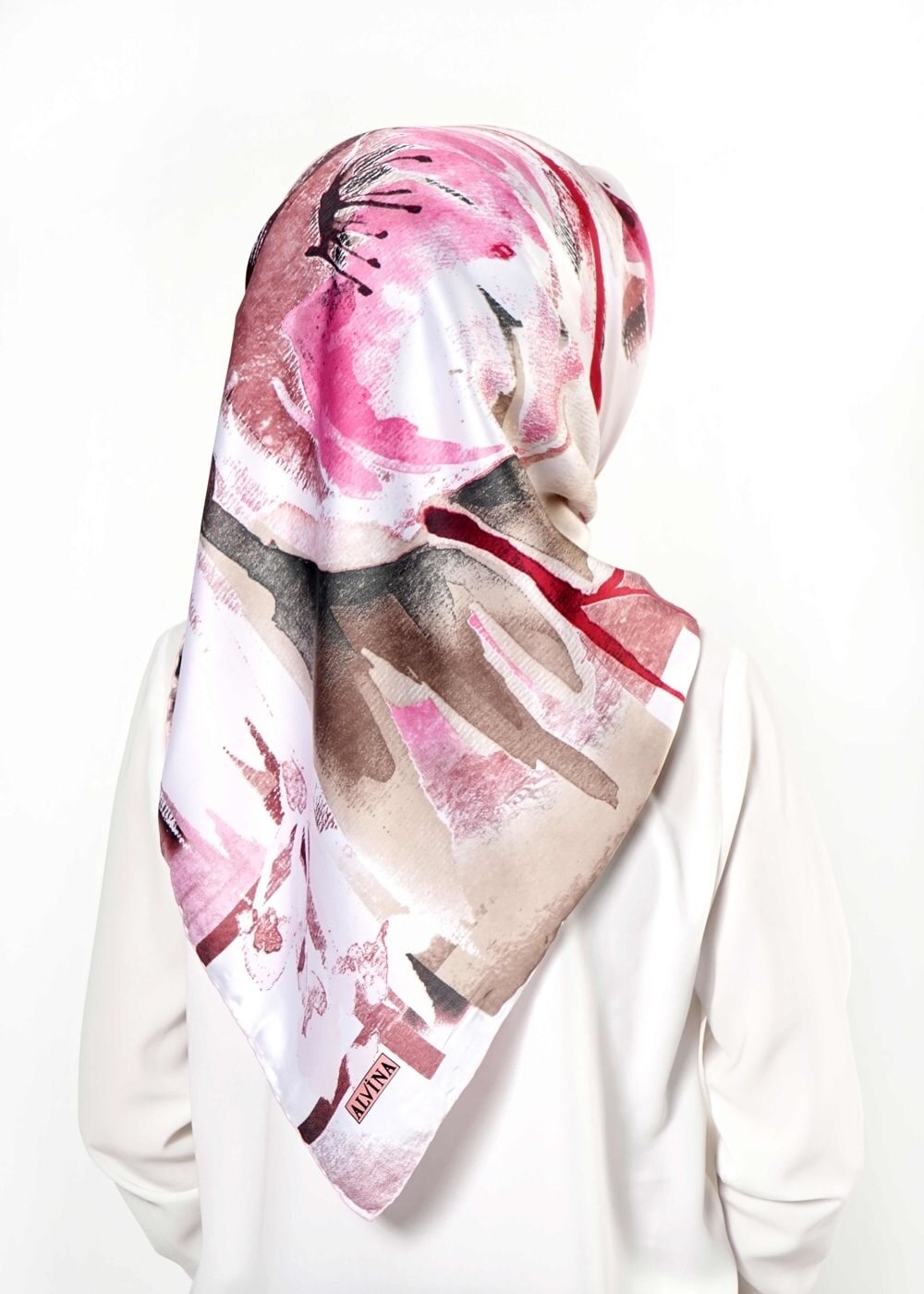 Tesettür giyim PUDRA 12473 ALVİNA DESENLİ EŞARP