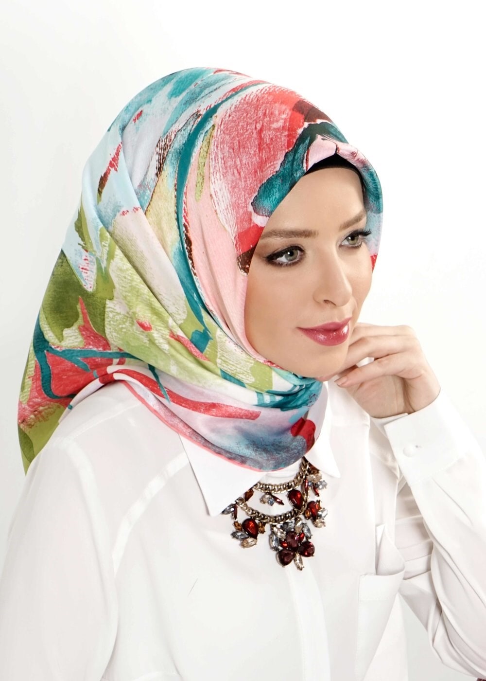 Tesettür giyim PEMBE 12473 ALVİNA DESENLİ EŞARP