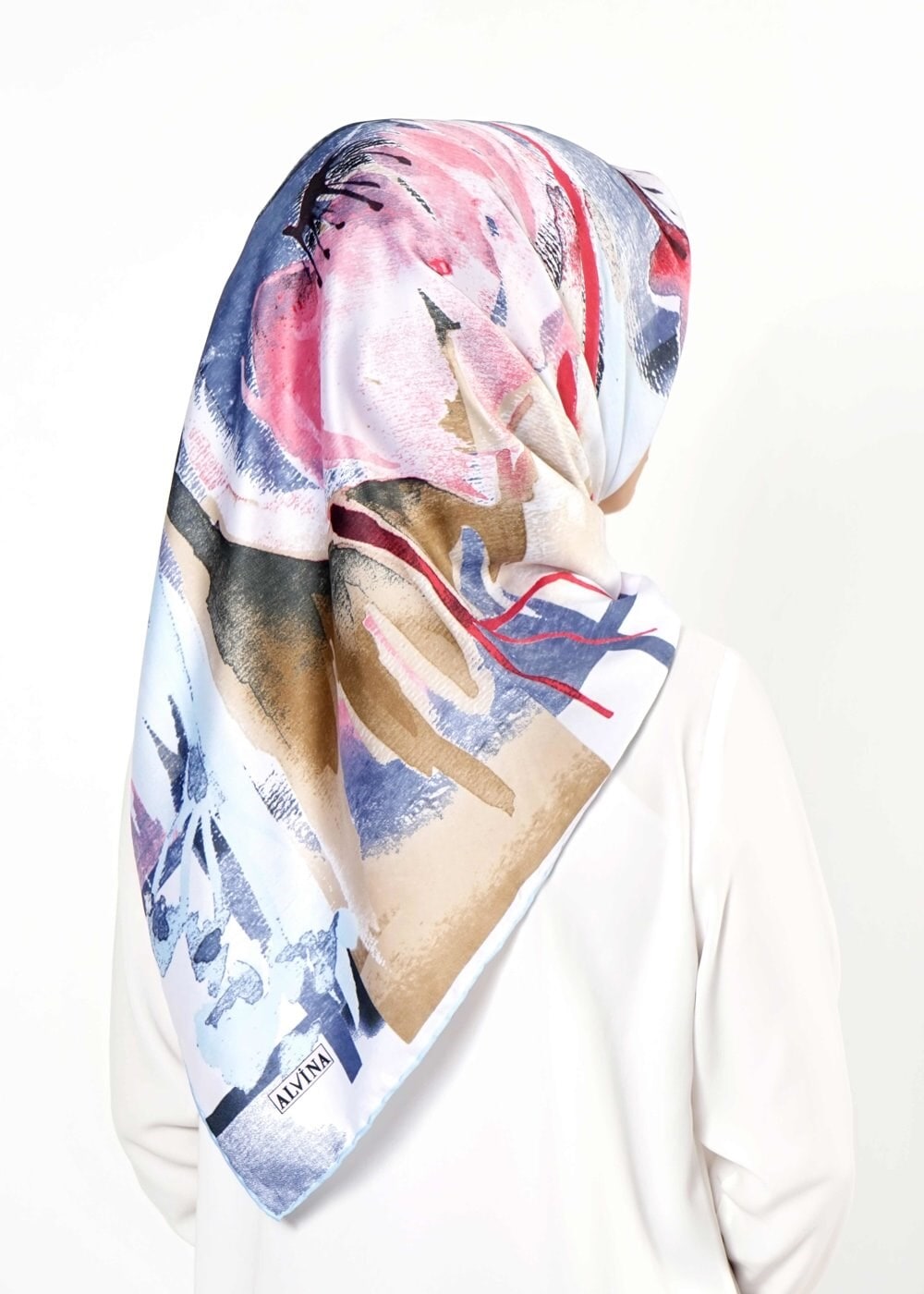 Tesettür giyim MAVİ 12473 ALVİNA DESENLİ EŞARP