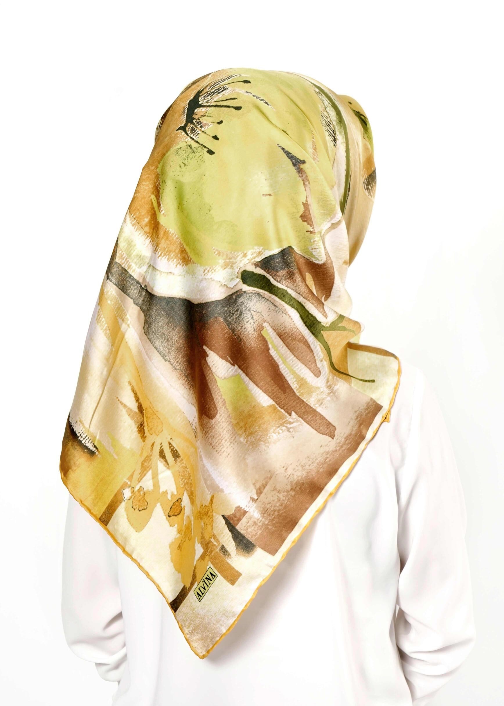 Tesettür giyim SARI 12473 ALVİNA DESENLİ EŞARP