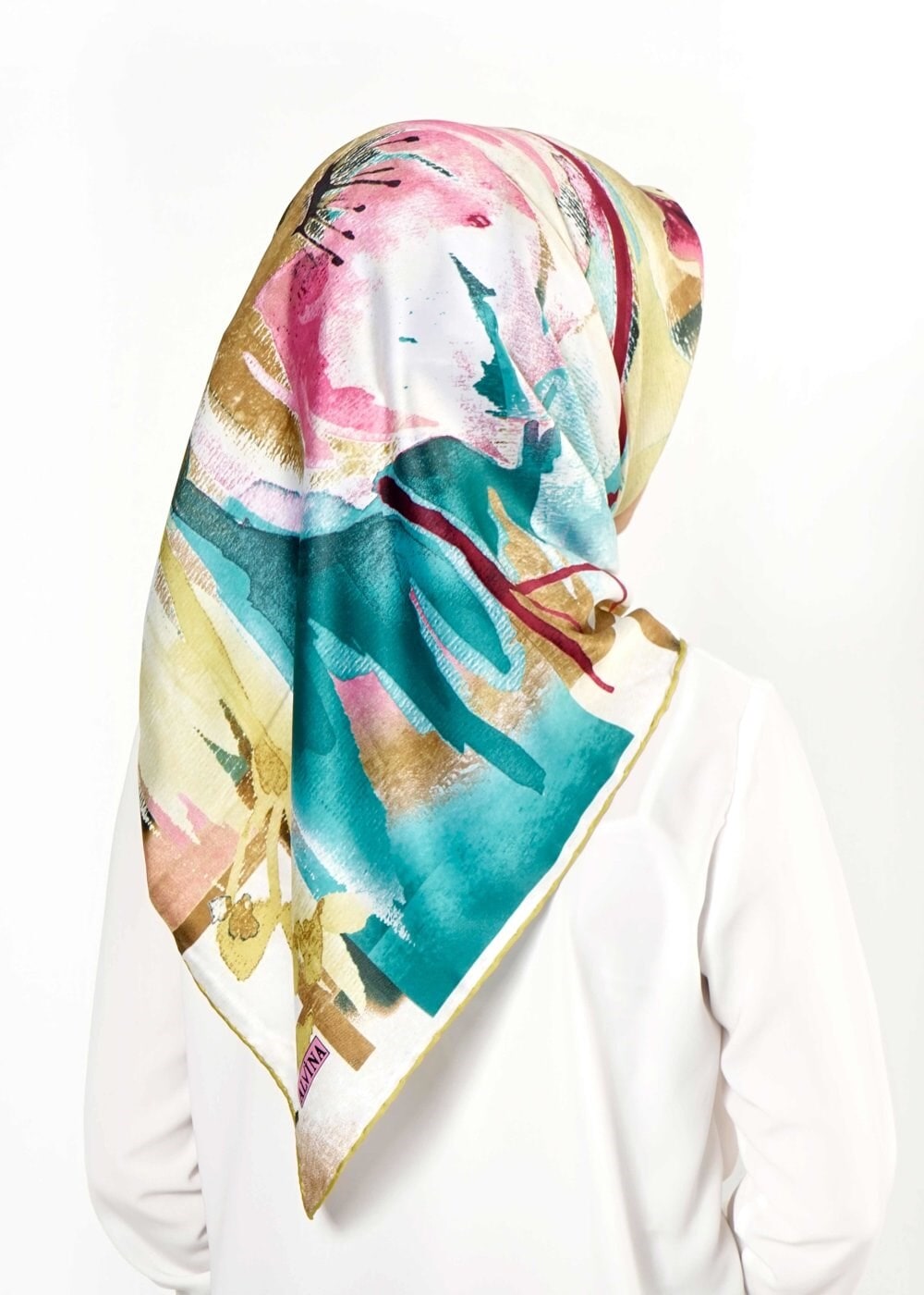 Tesettür giyim YEŞİL 12473 ALVİNA DESENLİ EŞARP