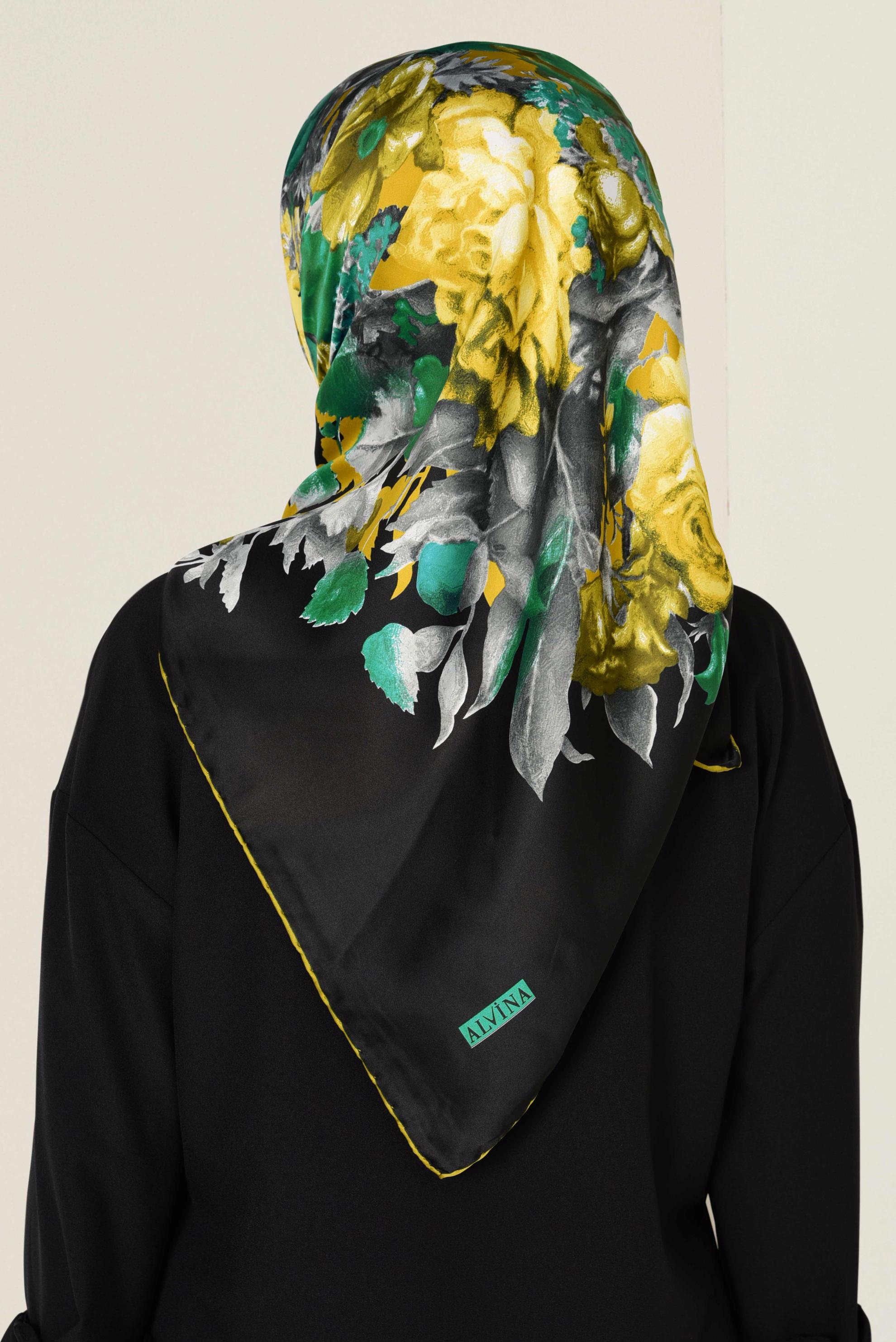 Tesettür giyim SİYAH 12569 ALVİNA DESENLİ EŞARP