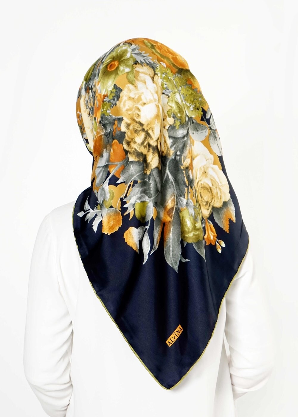 Tesettür giyim LACİVERT 12569 ALVİNA DESENLİ EŞARP