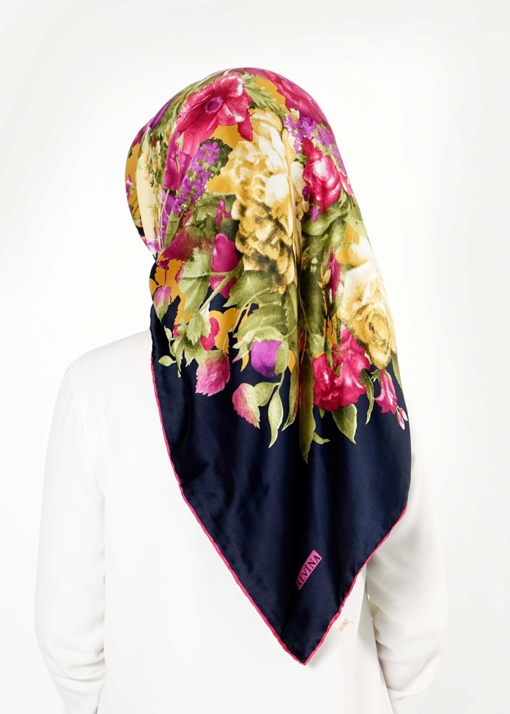 Tesettür giyim LACİVERT 12569 ALVİNA DESENLİ EŞARP