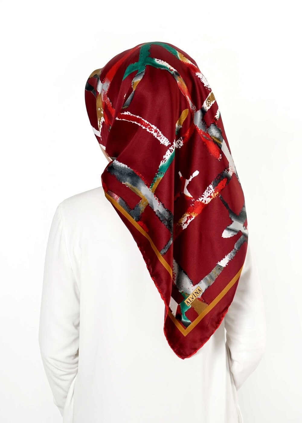 Tesettür giyim BORDO 12570 ALVİNA DESENLİ EŞARP