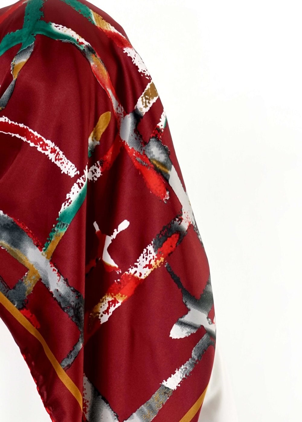 Tesettür giyim BORDO 12570 ALVİNA DESENLİ EŞARP